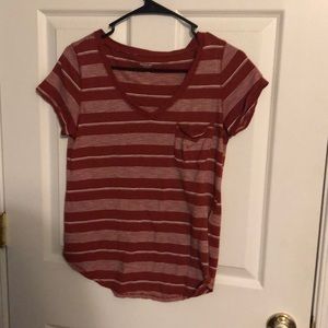 Red and white striped short sleeved shirt